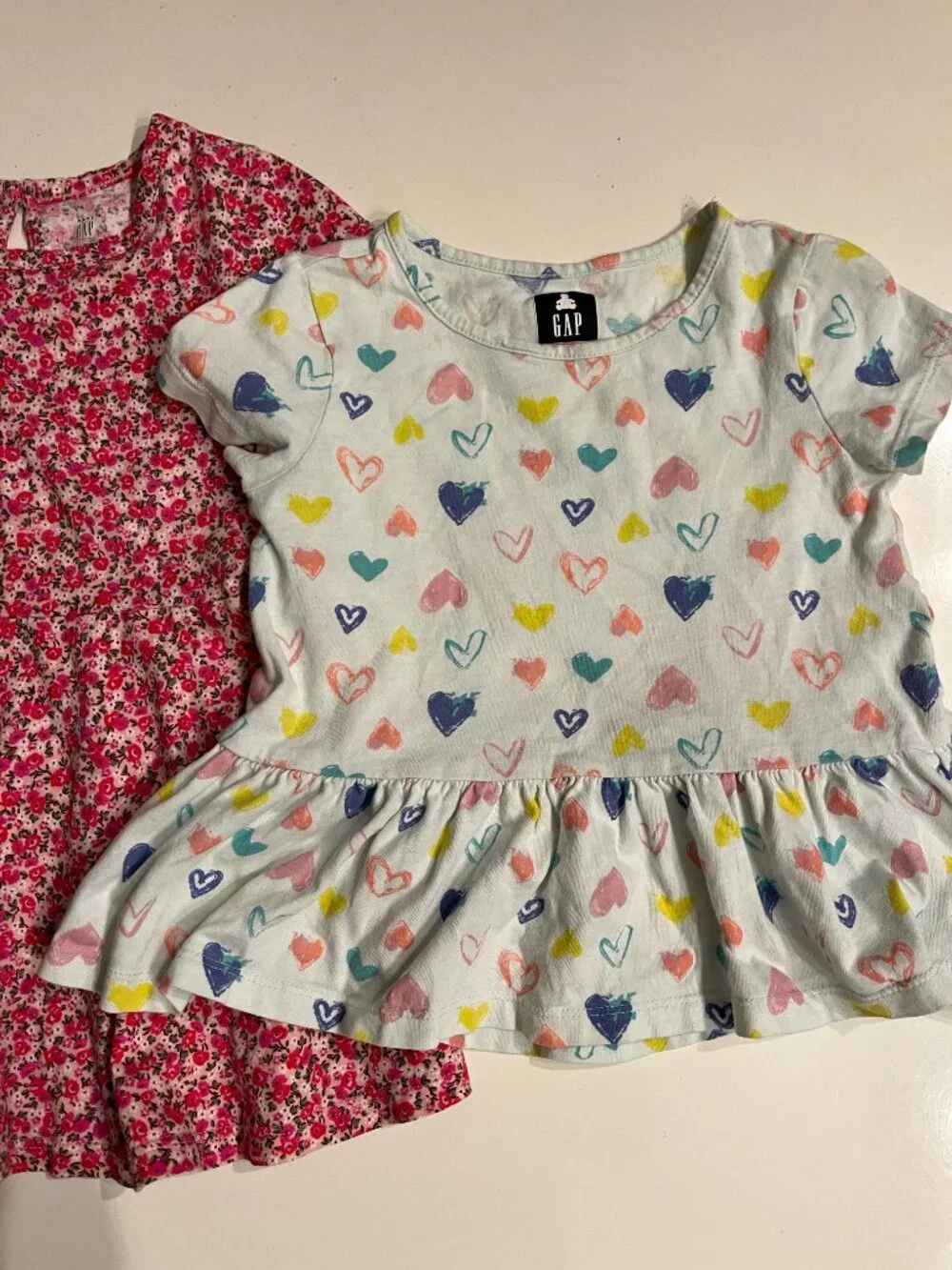Gap Girls Clothing Bundle 2T Floral Dress and Heart Top